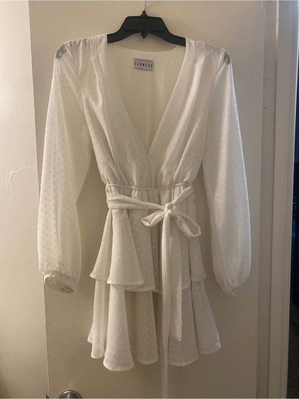 Lioness White Textured Mini Wrap Dress
